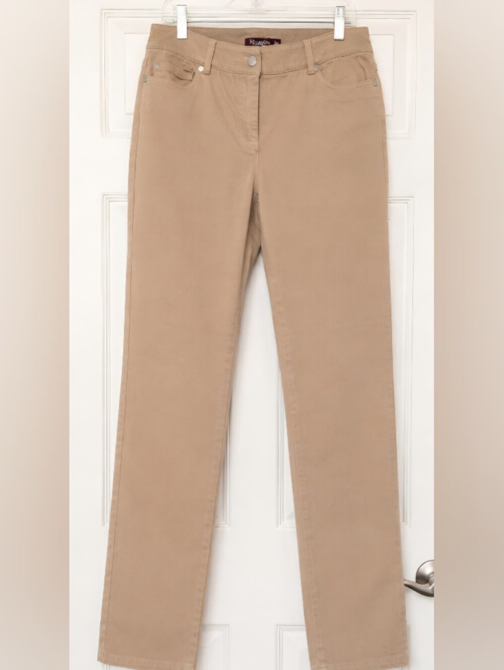 J.McLaughlin Lexi Jeans Raw Beige Tan Slim Leg 4-Way Stretch Career Travel 10 - Picture 3 of 12